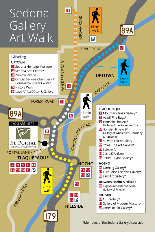 Sedona Gallery Art Walk Map - El Portal Sedona Hotel