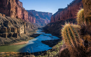 Grand Canyon National Park with Colorado River and desert background